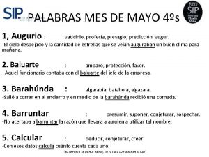 PALABRAS MES DE MAYO 4s 1 Augurio vaticinio