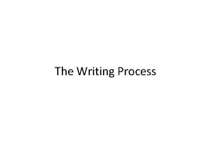 The Writing Process Steps in the Writing Process