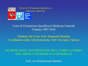 Corso di Formazione Specifica in Medicina Generale Triennio