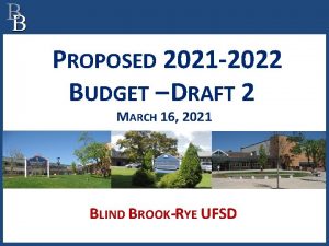 PROPOSED 2021 2022 BUDGET DRAFT 2 MARCH 16