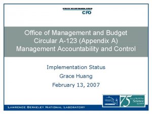 Office of Management and Budget Circular A123 Appendix