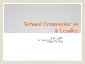 School Counselor as A Leader CNDV 5330 Developmental