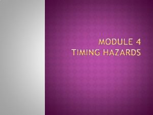 Hazards Static and Dynamic hazards Design of hazard