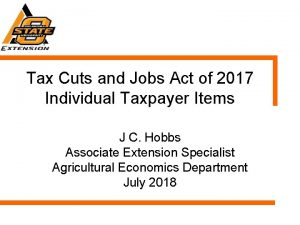 Tax Cuts and Jobs Act of 2017 Individual