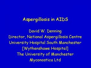 Aspergillosis in AIDS David W Denning Director National