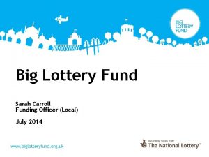 Big Lottery Fund Sarah Carroll Funding Officer Local