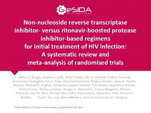 Nonnucleoside reverse transcriptase inhibitor versus ritonavirboosted protease inhibitorbased