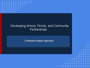 Developing School Family and Community Partnerships A Research