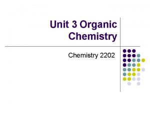 Unit 3 Organic Chemistry 2202 Introduction l Organic