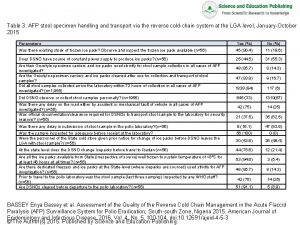 Table 3 AFP stool specimen handling and transport