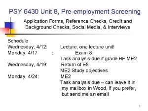 PSY 6430 Unit 8 Preemployment Screening Application Forms