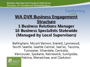 Division of Vocational Rehabilitation WA DVR Business Engagement