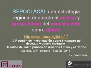 REPOCLACAI una estrategia regional orientada al acceso y