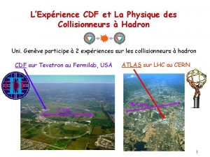 LExprience CDF et La Physique des Collisionneurs Hadron