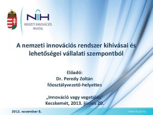 A nemzeti innovcis rendszer kihvsai s lehetsgei vllalati