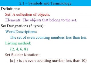 2 1 Symbols and Terminology Definitions Set A