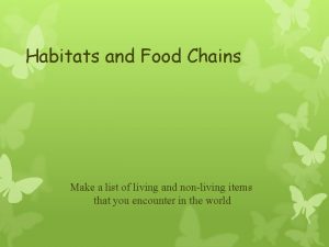 Habitats and Food Chains Make a list of