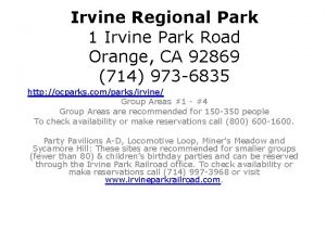 Irvine Regional Park 1 Irvine Park Road Orange