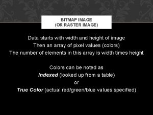 BITMAP IMAGE OR RASTER IMAGE Data starts with