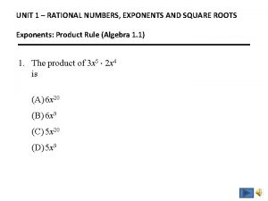 UNIT 1 RATIONAL NUMBERS EXPONENTS AND SQUARE ROOTS