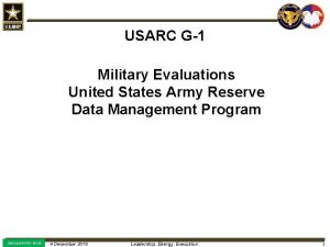 USARC G1 Military Evaluations United States Army Reserve