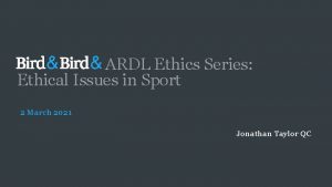 ARDL Ethics Series Ethical Issues in Sport 2