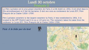 Lundi 30 octobre Franais II Le Pre Lachaise