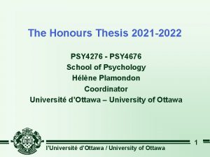 The Honours Thesis 2021 2022 PSY 4276 PSY