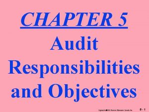CHAPTER 5 Audit Responsibilities and Objectives Copyright 2003