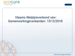 1 Vlaams Welzijnsverbond vzw 2 Samenwerkingsverbanden 13122016 Samenwerkingsverbanden