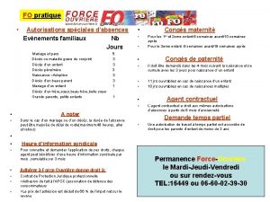 FO pratique Autorisations spciales dabsences Evnements familiaux Nb