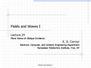 Fields and Waves I Lecture 24 Plane Waves