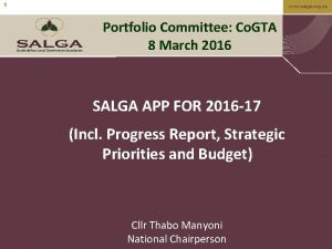 1 www salga org za Portfolio Committee Co
