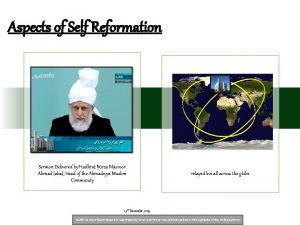 Aspects of Self Reformation Sermon Delivered by Hadhrat