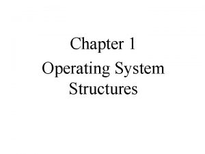 Chapter 1 Operating System Structures OperatingSystem Structures Topics