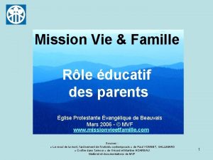 Mission Vie Famille Rle ducatif des parents glise