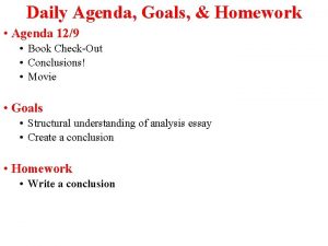 Daily Agenda Goals Homework Agenda 129 Book CheckOut