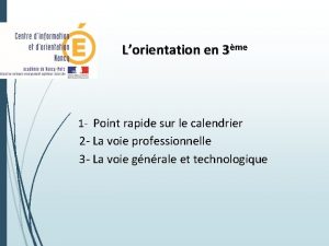 Lorientation en 3me 1 Point rapide sur le