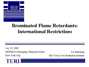 TOXICS USE REDUCTION INSTITUTE Brominated Flame Retardants International