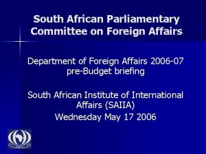 South African Parliamentary Committee on Foreign Affairs Department