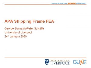 APA Shipping Frame FEA George StavrakisPeter Sutcliffe University