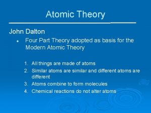 Atomic Theory John Dalton l Four Part Theory