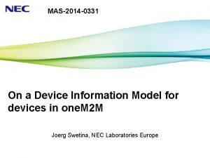 MAS2014 0331 On a Device Information Model for