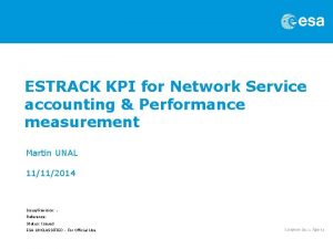 ESTRACK KPI for Network Service accounting Performance measurement