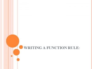 WRITING A FUNCTION RULE WRITE A FUNCTION RULE