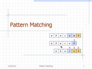 Pattern Matching 1182022 Pattern Matching 1 Outline and Pattern Matching 1182022 Pattern Matching 1 Outline and