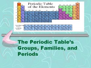 The Periodic Tables Groups Families and Periods Regions