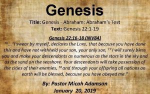 Genesis Title Genesis Abraham Abrahams Test Text Genesis