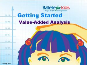 Getting Started ValueAdded Analysis Copyright 2006 Battelle for