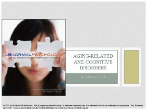 AGINGRELATED AND COGNITIVE DISORDERS CHAPTER 12 2013 by